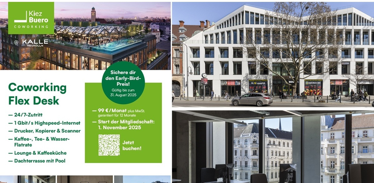 Neu: Kiez Buero COWORKING @KALLE Neukölln – Jetzt Early Bird-Ticket sichern!